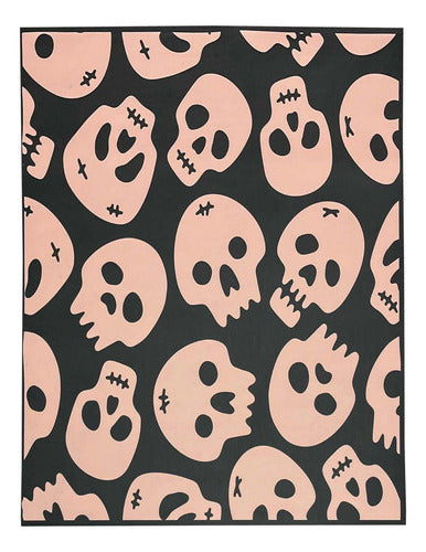 Gray Pink Skulls Flatweave Rug 100x150cm by Kreatex 1