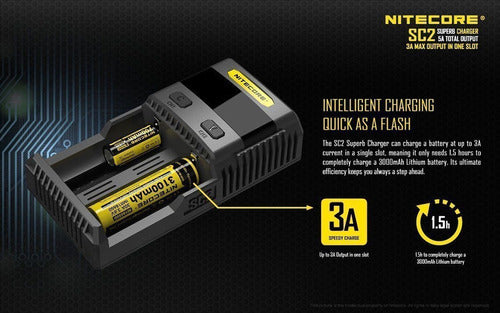 Nitecore Sc2 3a 18650 Rcr123a Aa Aaa 14500 16340 Batería Car 4