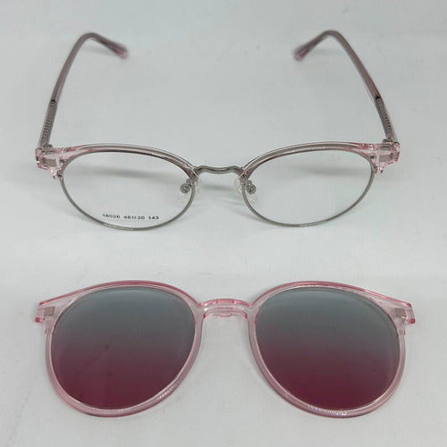 Izik Clip On Classic Pink Transparent Acetate Frames 2