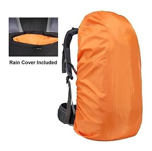 Mochila Para Senderismo, Cubierta De Lluvia - 50 L Azul. 4