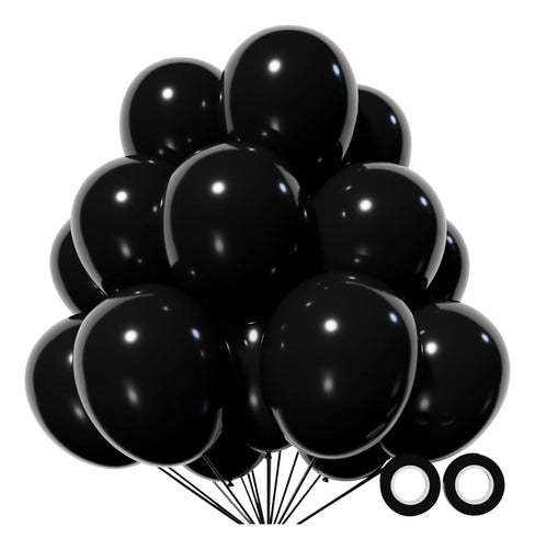 Globos De Látex Negro 30cm, 110 Unidades Para Fiestas 0