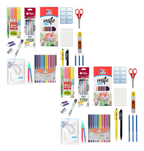 Set Útiles Escolares Primaria Secundaria X 2 Kit Completos 0