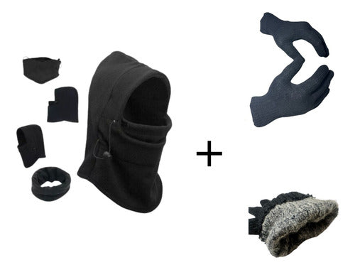 Total Markett Pack Motorcycle Balaclava + Fleece Gloves 2