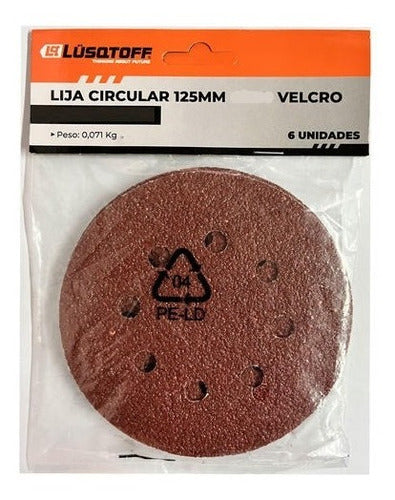 Lüsqtoff Velcro Sandpaper 125 Mm 80 - Pack of 6 Units 1