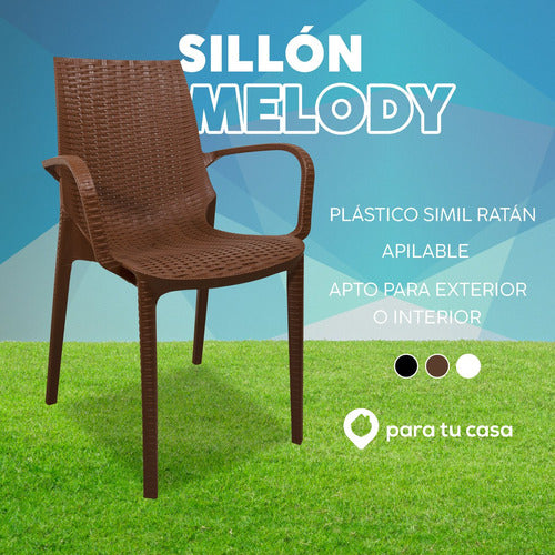 Set of 6 Melody Plastic Rattan-Like Reinforced Quality Chairs 19