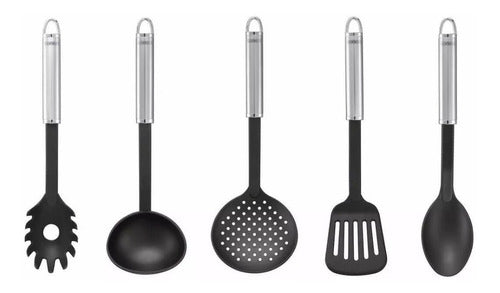 Set X5 Utensilios De Nylon Leifheit Mango Acero Inoxidable 0