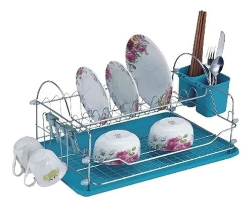 Crystal Rock Chrome Dish Rack 2 Levels with Utensil Holder and Tray 0