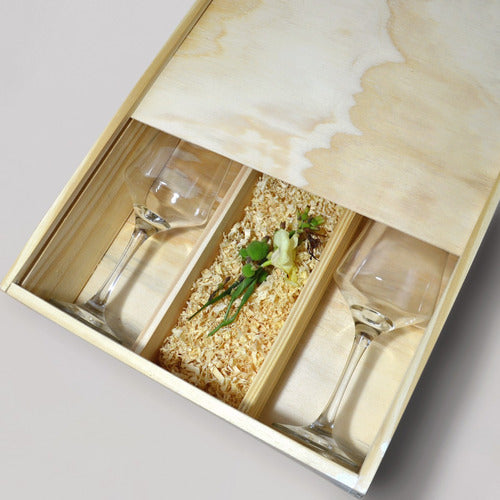 PL Deco Wooden Wine Gift Box for Corporate Birthdays + 2 Nadir Goblets 0