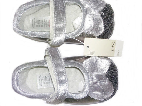 Silver Mary Janes with Sequins and Bow for Baby Girls - Imported! 1