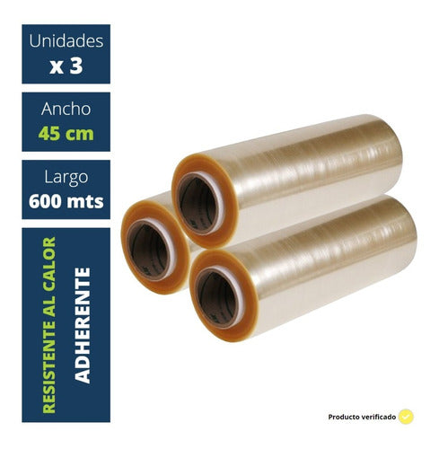 AntePlast 3 Rollo Film Gastronomico 45x600 Cocina Pvc Alimentos Adher 0