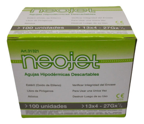 Neojet Disposable Hypodermic Needle 27g X 1/2 13x4 X 100 Units 2