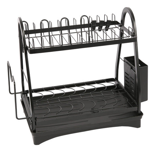 Generic Dish Drainer with Cup Holder and Cutlery Holder - Metal 0