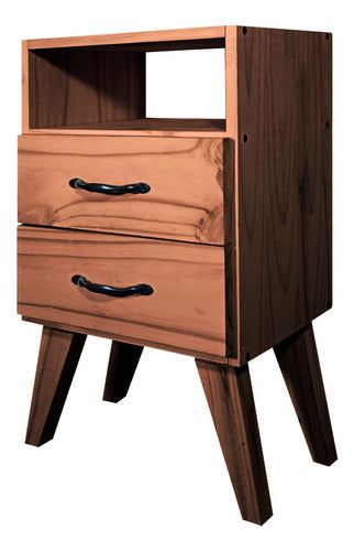 Sajo Retro Nightstand 2 Drawers Modern Wood Legs 2