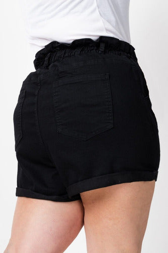 Women's White High-Waisted Stretch Denim Shorts Plus Size 4