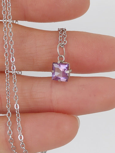 Coraó Cristales Faceted Square Amethyst Necklace 0