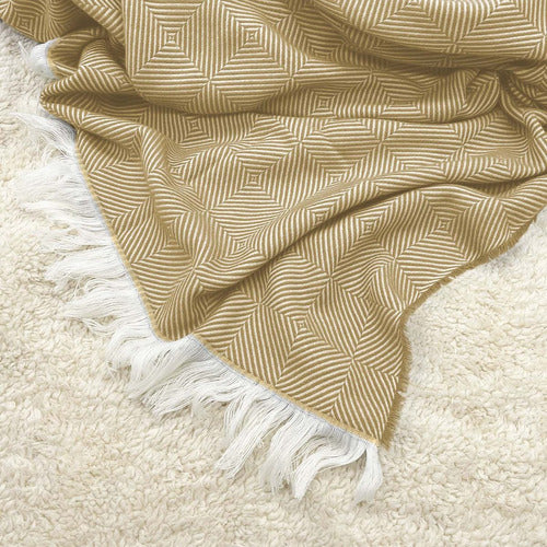 Rustic Woven Throw Blanket for Sofa or Bed - Caramel Vip 1