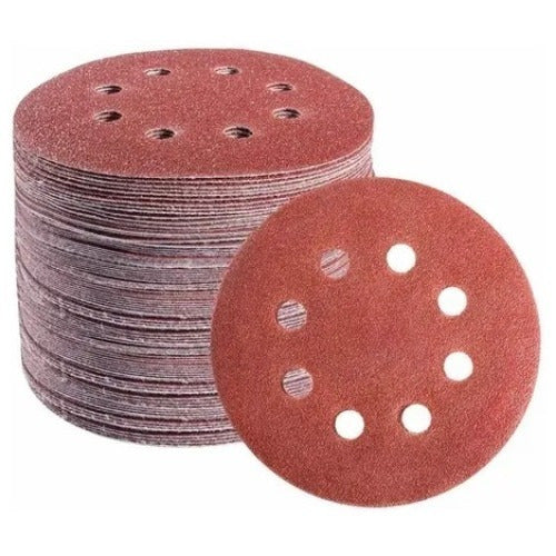 Velcro Sanding Disc 125mm 8 Holes - Red 60 to 100 Grit - Pack of 100 11