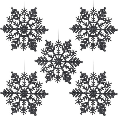 ZHMTang Adornos De Navidad Set De 30 Copos De Nieve P/arbol Negro 0