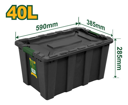 Caja Contenedor Plástico Apilable 40 Lt Con Tapa 1