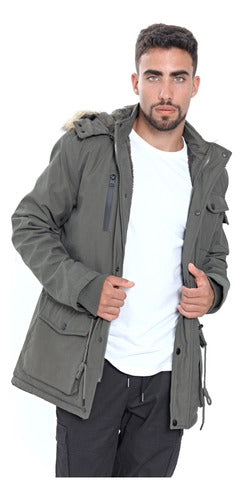 Men's Winter Parka Jacket, Lined with Gabardine, Fur Hood 6