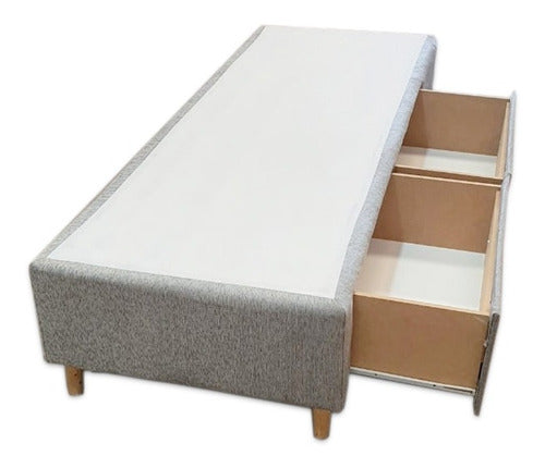 Chenille Upholstered Single Bed Frame with 2 Drawers - Delivery Option Available 0