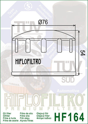 Hiflofiltro Filtro De Aceite Bmw R1200 Rt 2005 2014 Hf164 Ryd 1