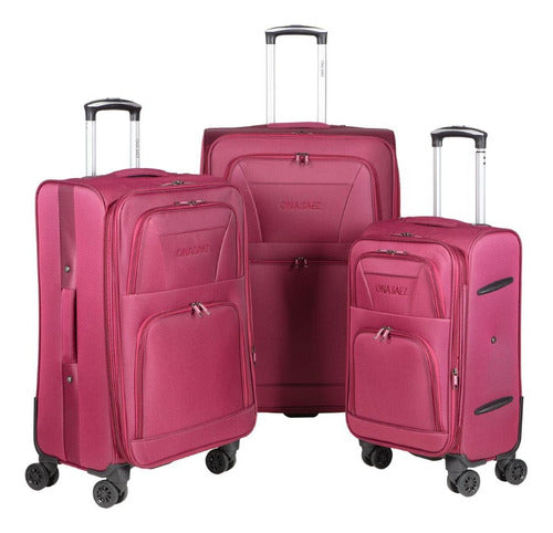 Large Reinforced Fabric Suitcase with 4 Swivel Wheels 360 Expandable Gusset 5