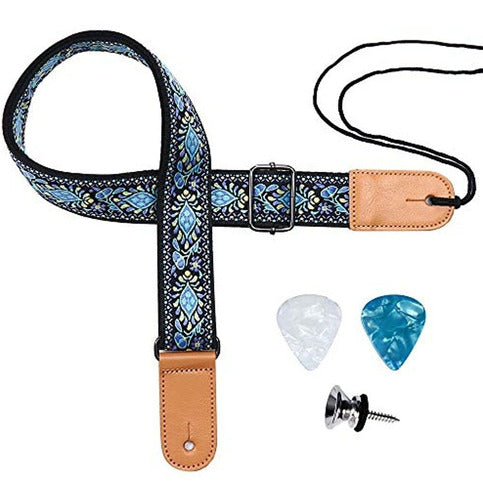 Eyeshot Correa De Ukelele, Eyeshot Hawaiian Jacquard Blue Flower Uke 0