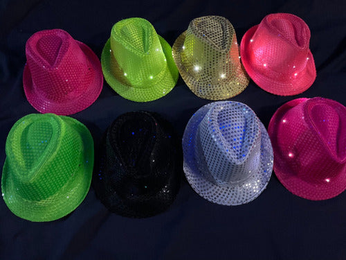 Led Cotillon Sombrero Lentejuelas Led Gorro Tanguero Braz Cotillon Pack 2 2