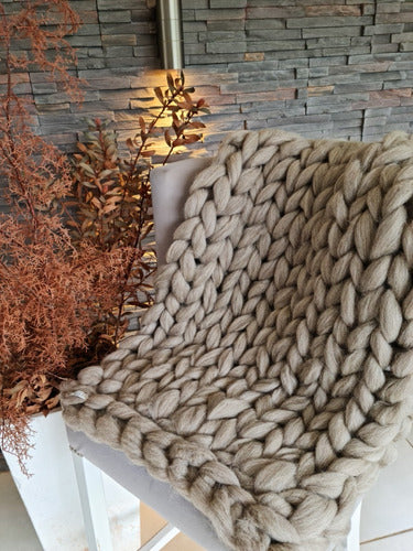 Handmade Nordic Style XXL Bed Runner Blanket in Natural Wool 1.80x0.60 0