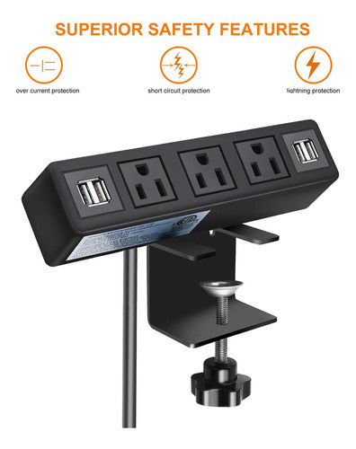 Cccei Desk Power Strip with 3 AC Outlets and 4 USB Ports 3