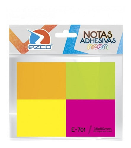 Ezco Neon Sticky Notes 38x50mm 50 Sheets - Pack of 5 0