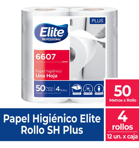 Elite Professional Toilet Paper 50m, Single Sheet, White, Pack of 48 Rolls 1