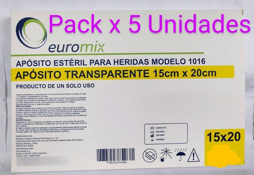 Aposito Esteril Transparente Para Heridas 15x20cm Pack X 5 U 2