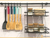 Luperstore Double Black Kitchen Shelf with 6 S Hooks and 60cm Rod 1