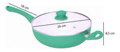 26 Cm Non-Stick Ceramic Wok with Glass Lid – Aqua 1