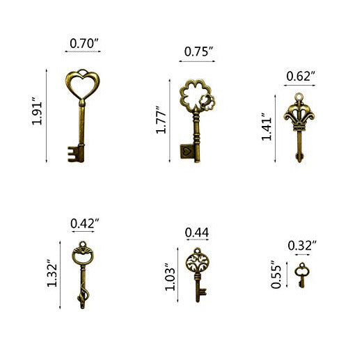 Yuntop 40 Pcs Mixed Skeleton Keys in Antique Style Bronze 5