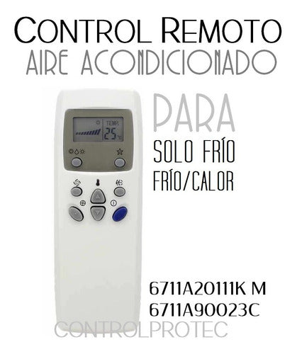 Remote Control Air Conditioner LG Marshall 6711A20111M Fedders Lennox 1
