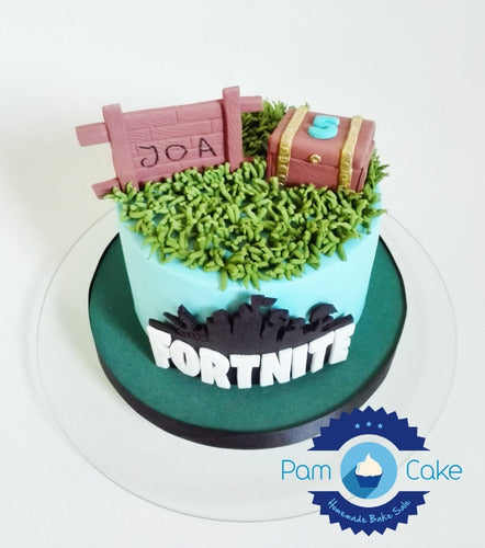 Torta Artesanal Fortnite Celeste Personalizada 0