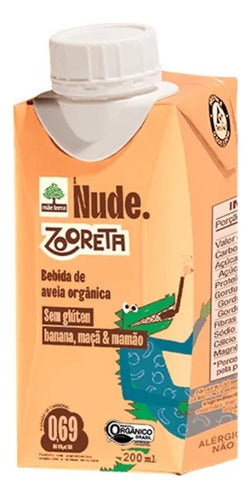 Bebida Aveia Nude Zooreta Banana Maça Mamão 200ml- Kit Com 5 0