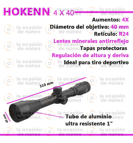 Hokenn 4 X 40 Telescopic Scope for Air Rifles + Mount 1