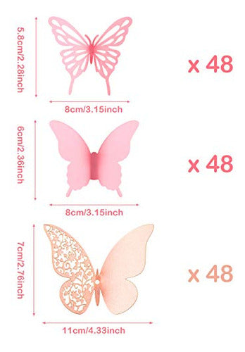 144 Piezas 3d Mariposa Pegatinas De Pared Extraíbles Calcoma 4