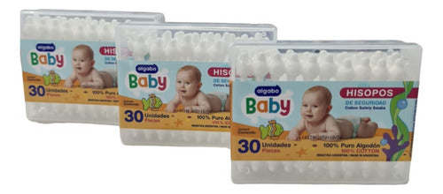 Baby Algabo Safety Cotton Swabs 30 Units Pack of 3 Boxes 0