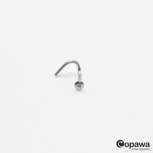 18k White Gold Nostril Nose Ring with 1mm White Cubic Zirconia Stud by Copawa 1