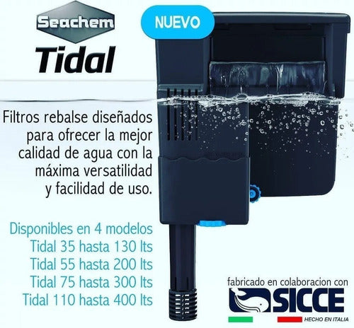 Seachem Tidal 55 Filtro Mochila Cascada Sicce 1000L C Matrix 1