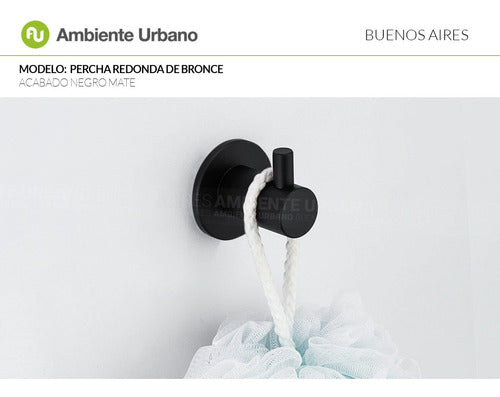 Ambiente Urbano Round Matte Black Bronze Towel Hook 1