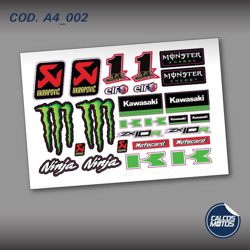 Kawasaki Ninja Superbike Jr1 Zxr A4 Sticker Sheet 0