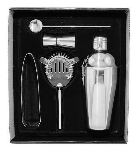 Set Barman Bartender Coctelera Hielera Pinza Jigger Medida 0