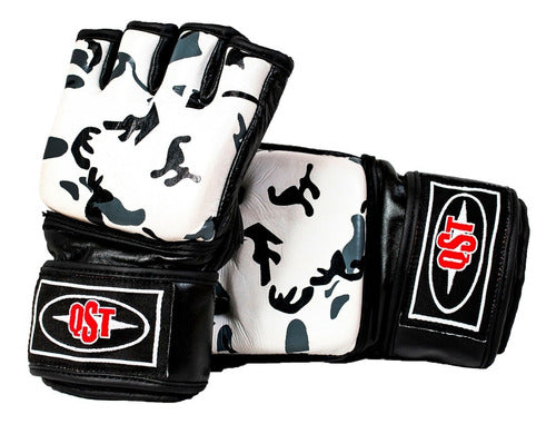 Premium MMA Leather Gloves and Hand Wraps Combo by QST ARGENTINA (#1330C) 0