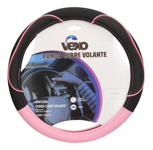 Vexo Universal Steering Wheel Cover Diameter 38 Cool Line Black Pink 0